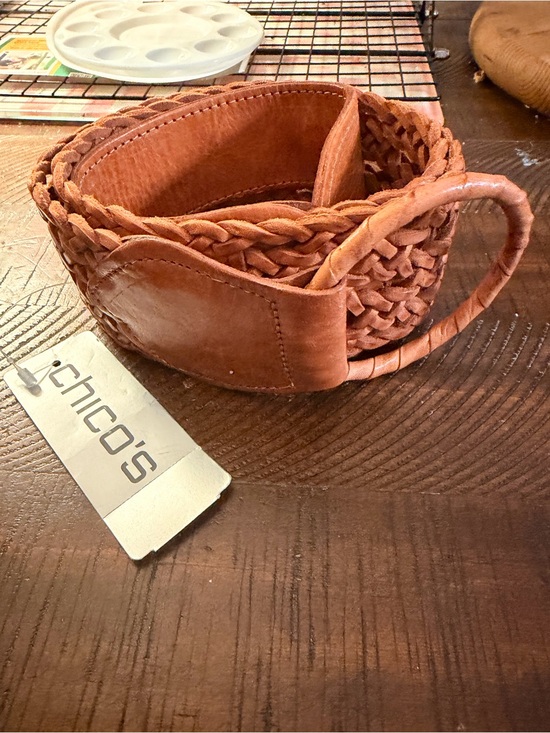 Chico's Accessories - Chico's Braided Leather Belt in Cognac Brown